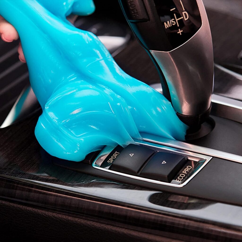 Blue cleaning gel for car interior