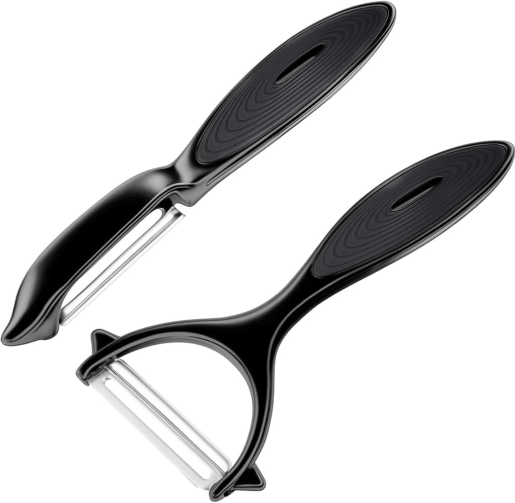 Premium Vegetable Peeler Set – Ultra Sharp Stainless Steel Blades with Non-Slip Ergonomic Handles for Easy Potato, Fruit & Veggie Peeling (2PCS)
