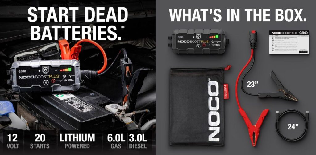 NOCO Boost GB40 1000A lithium jump starter front view